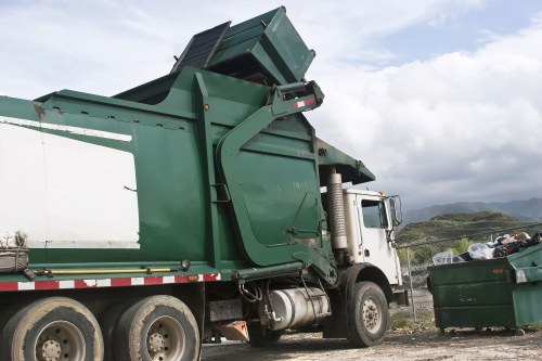 Modern furniture being cleared from a home